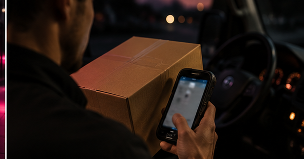 What the courier sees: a plain box, a neutral sender name, an address