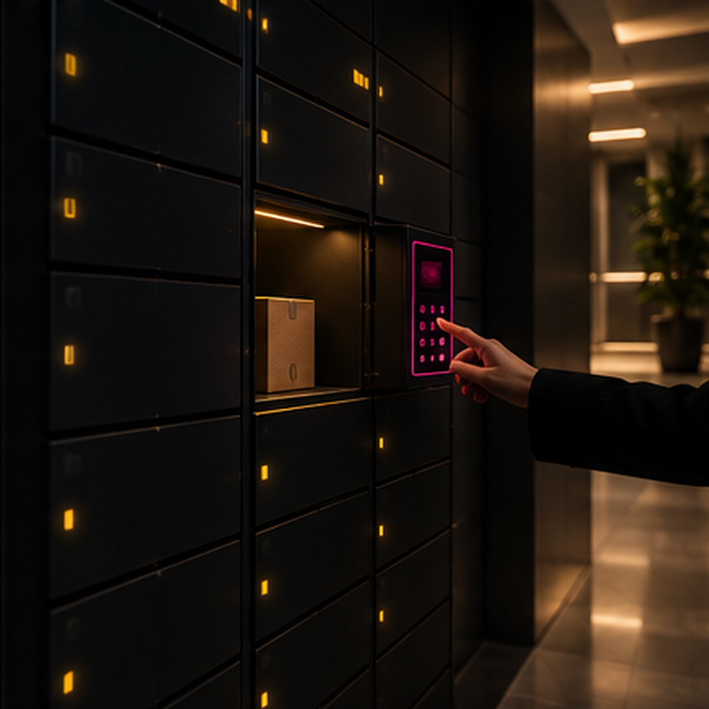 The parcel locker option: secure pickup, SMS code, no building reception, no human witness