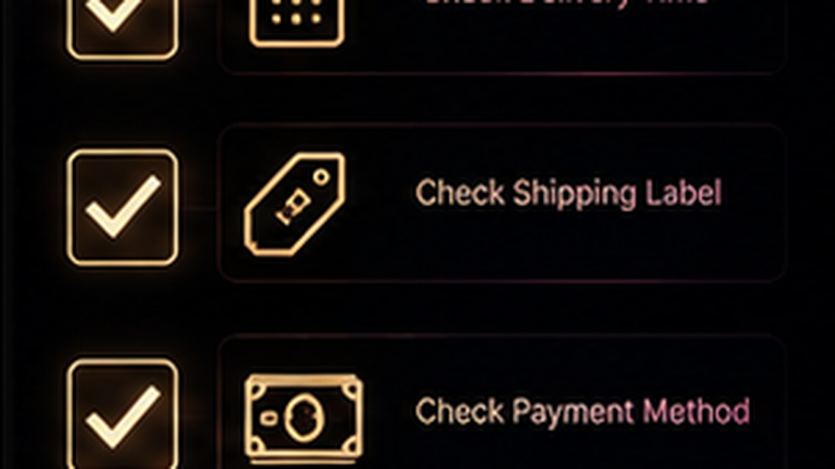 The pre-purchase checklist: stock location, delivery estimate, neutral sender, COD, privacy policy