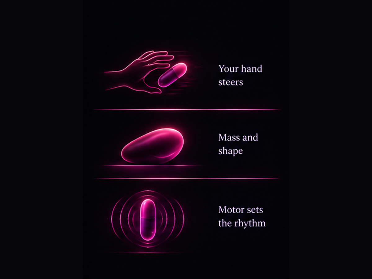 Sleeve: your hand steers; torso: mass and shape; electric: motorized motion