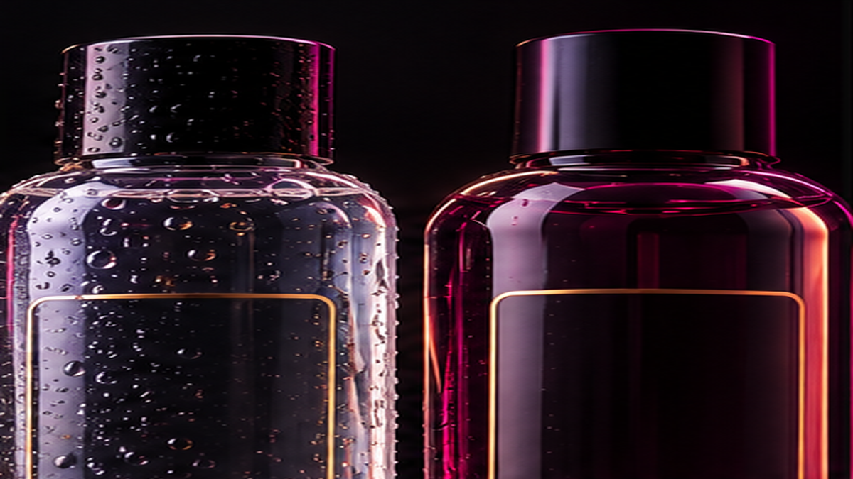 Three lubricant bottles: water-based, silicone and oil-based, side by side on a lab bench